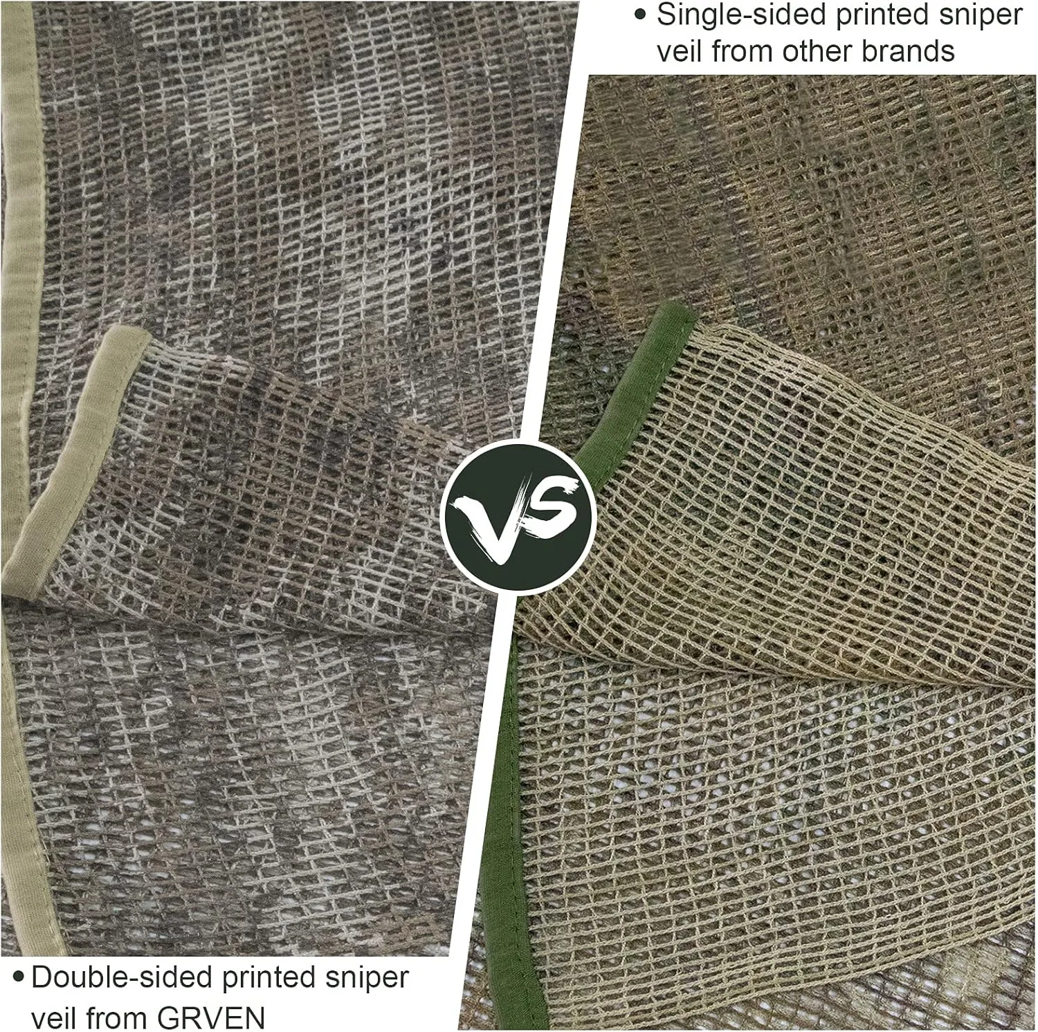 GRVCN Sniper Veil Tactical Scarf Military Body Camo Mesh Net, Double-Sided Camouflage Pattern Scarf