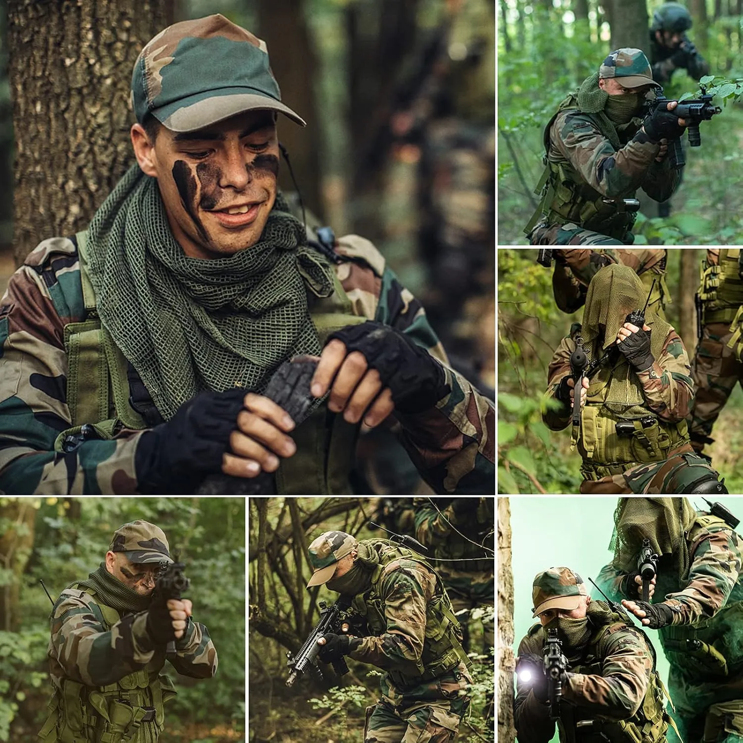 GRVCN Sniper Veil Tactical Scarf Military Body Camo Mesh Net, Double-Sided Camouflage Pattern Scarf