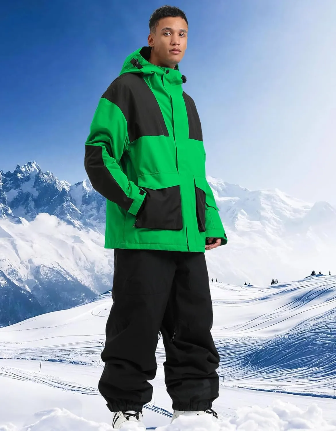 GSOU SNOW Men Ski Jacket Snowboard Snow Coat Warm Winter Waterproof Mountain Hooded