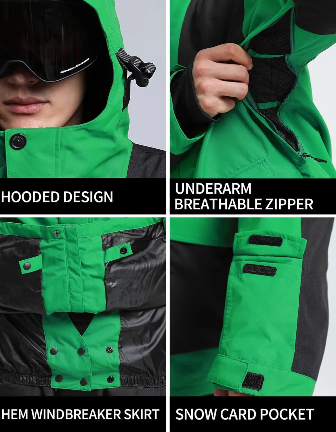GSOU SNOW Men Ski Jacket Snowboard Snow Coat Warm Winter Waterproof Mountain Hooded