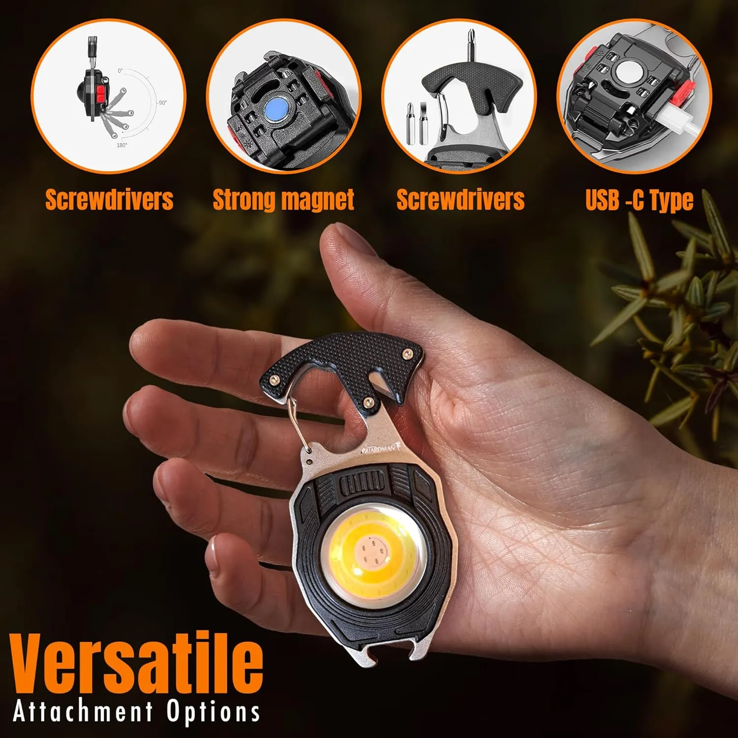 GUARDMAN Fathers Day Gift for Dad – Multitool Survival keychain Tool, LED Flashlight, Carabiner, Fire Starter, Screwdriver, Whistle, Bottle Opener – Camping & Outdoor Multi Tool Gear - 30 Pack