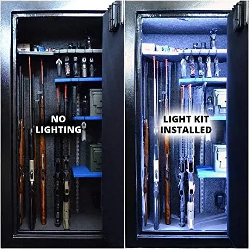 Gun Storage Solutions Gun Safe Light Kits - (6) 12 Inch LED Light Strands   Motion Sensor   Manual Switch   Battery Pack   AC Plug in Adaptor