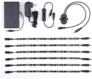 Gun Storage Solutions Gun Safe Light Kits - (6) 12 Inch LED Light Strands   Motion Sensor   Manual Switch   Battery Pack   AC Plug in Adaptor