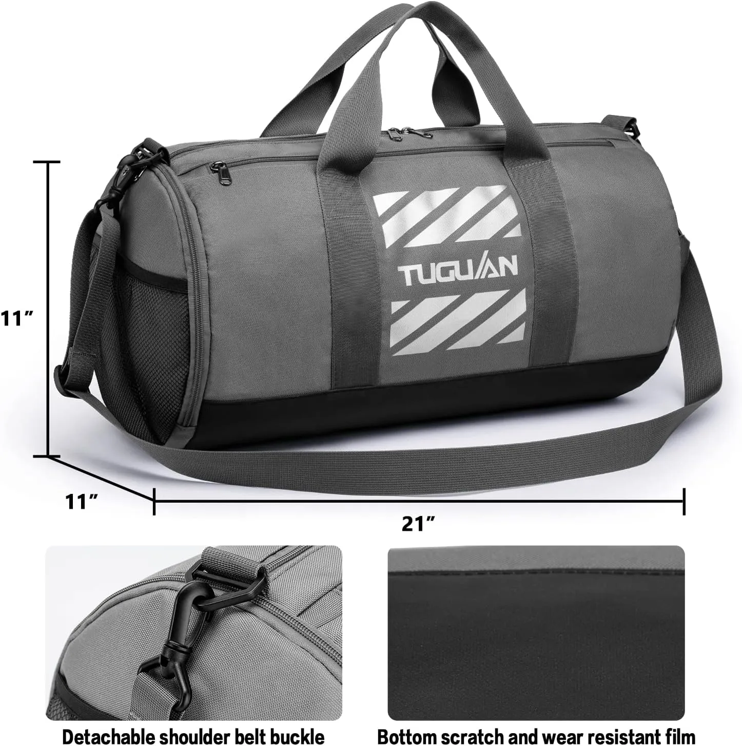 Gym Bag for Men Women with Wet Pocket & Shoe Compartment Travel Duffle Bag Man Sport Basketball Football Bag Weekend Overnight Duffel Bag Gym Tote bag 40L, Black