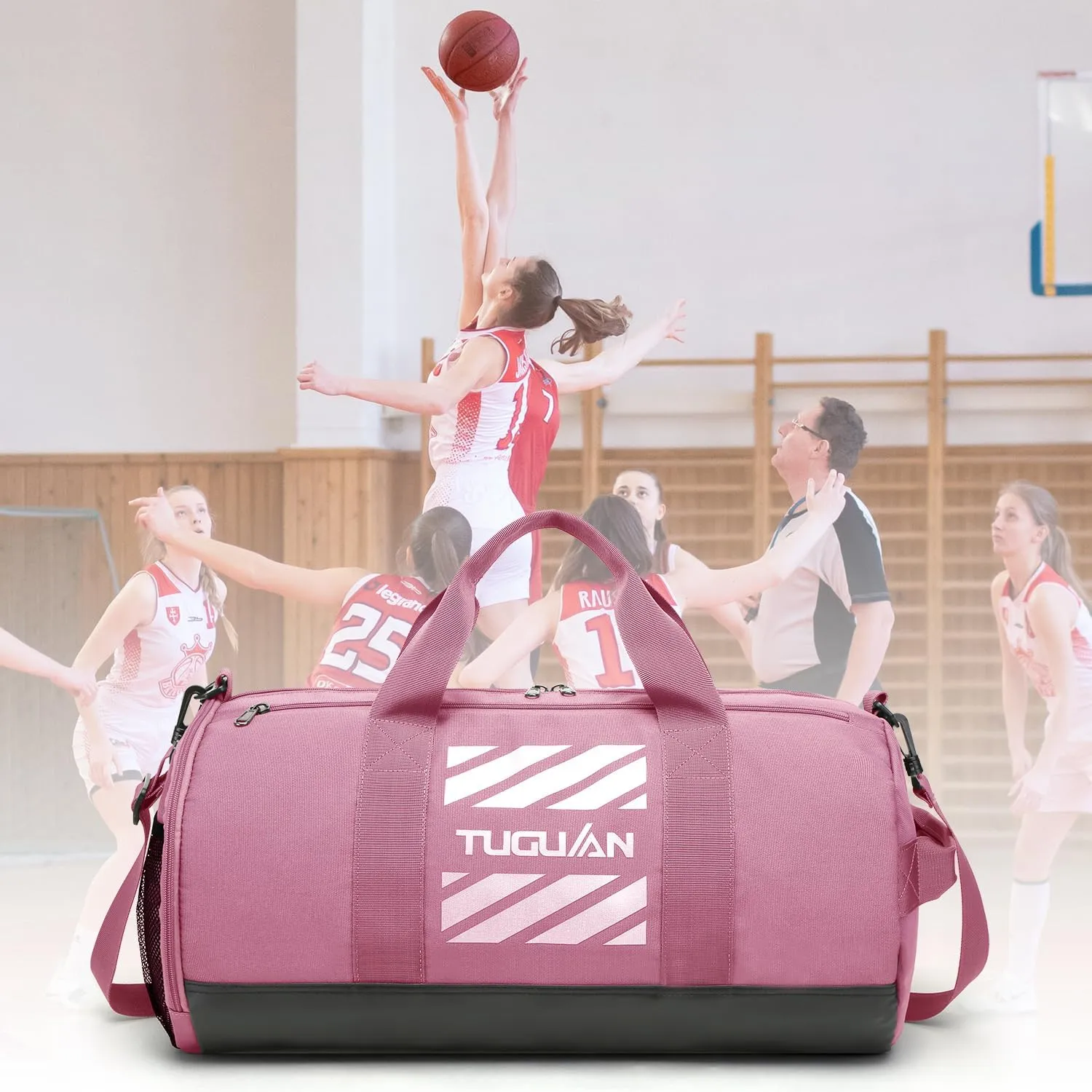 Gym Bag for Men Women with Wet Pocket & Shoe Compartment Travel Duffle Bag Man Sport Basketball Football Bag Weekend Overnight Duffel Bag Gym Tote bag 40L, Black