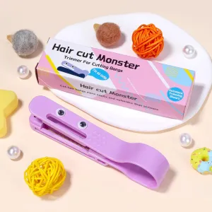 Hair Cutting Tool - Hand Operated Bang Cutter - DIY Home Hair Cutting Clips for Bangs, Comb Hairstyle Tool, Trimming Guide - Purple (No Battery)