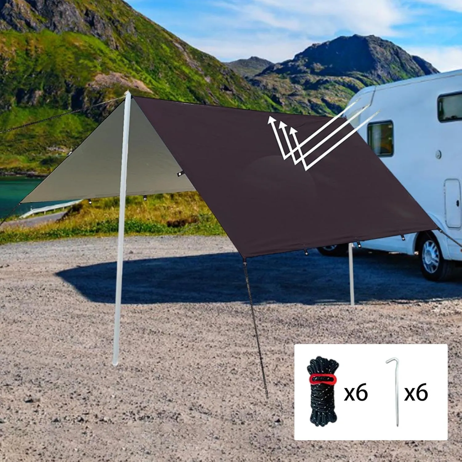Hammock Rain Fly Camping Gear Waterproof Foldable with Carry Bag Sun Canopy Versatile for Hiking Survival Shelter Lightweight, Black M