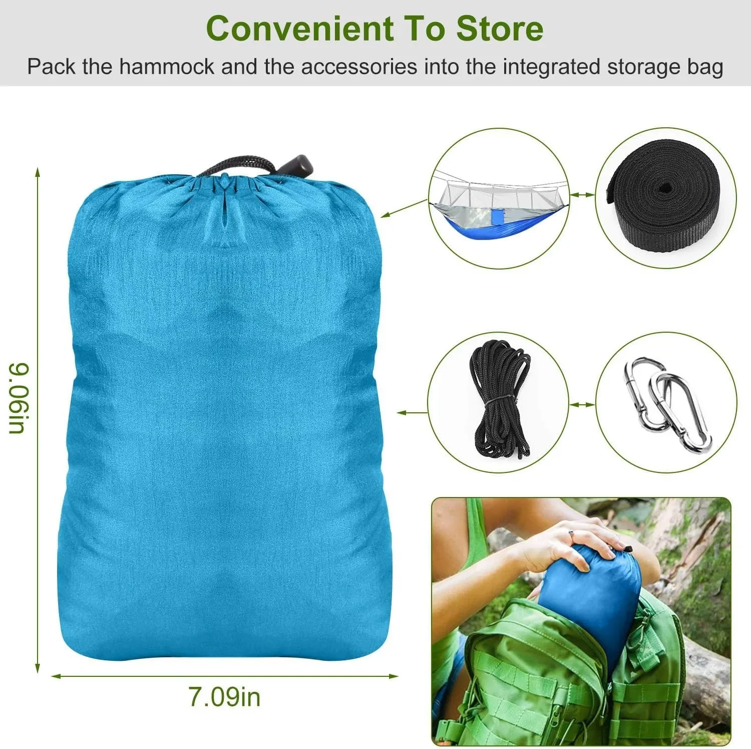 Hammock with Mosquito Net Lightweight Jungle Hammock for Trekking, Backpacking, Nylon Travel Hammock with Mosquito for Travel, Garden, Hiking, Survival (Color : G)