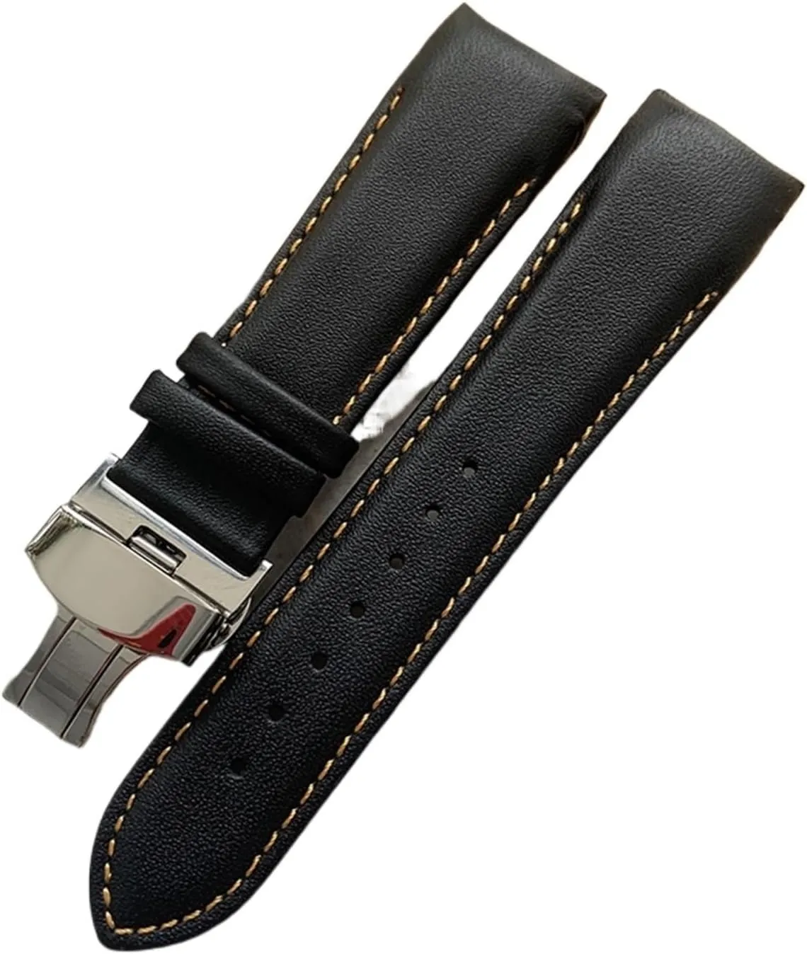 Handmade Genuine Leather Curved End Watchband 22mm 23mm 24mm Compatible With T035 Watch Band Strap Steel Buckle Wrist Bracelet