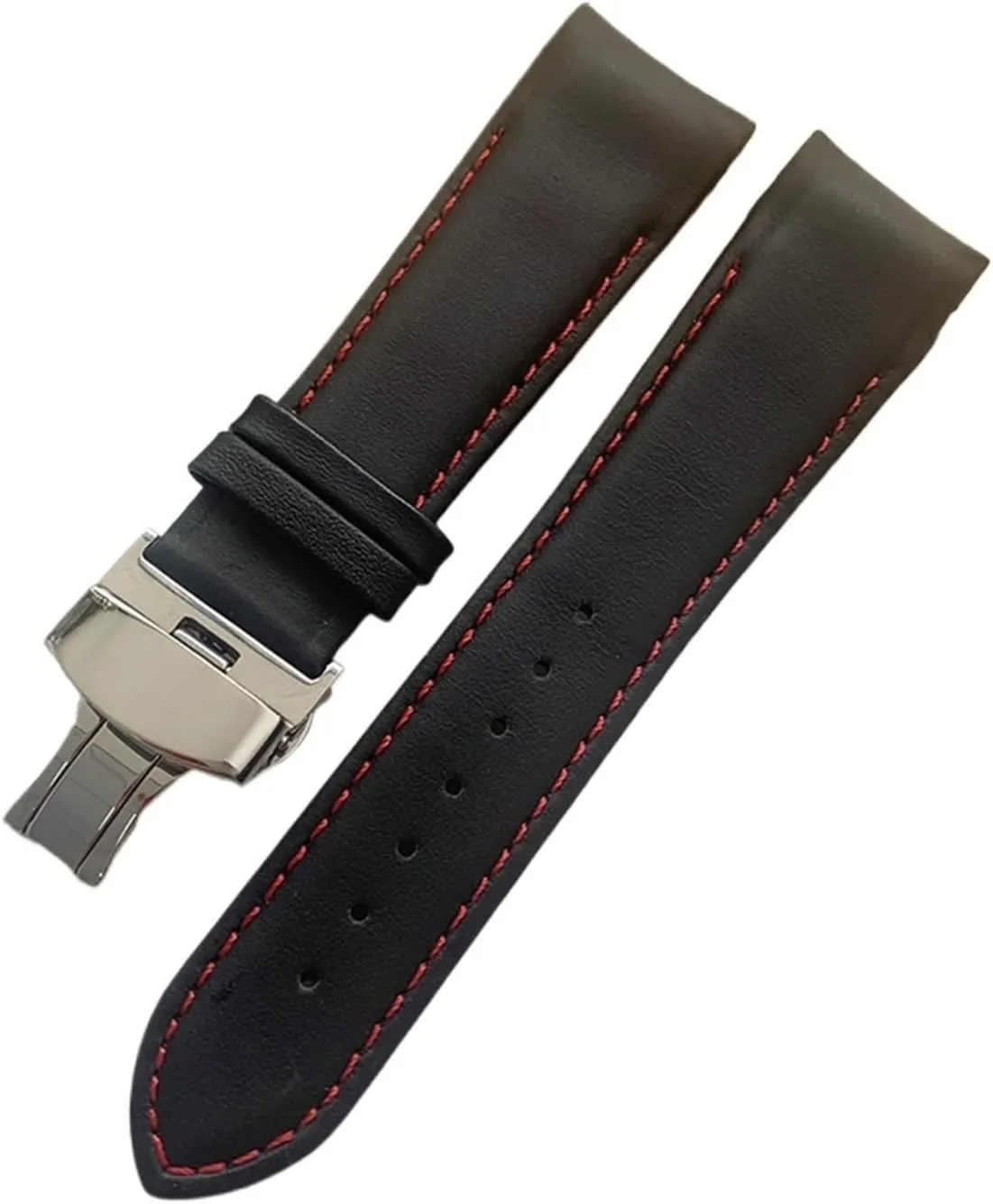 Handmade Genuine Leather Curved End Watchband 22mm 23mm 24mm Compatible With T035 Watch Band Strap Steel Buckle Wrist Bracelet