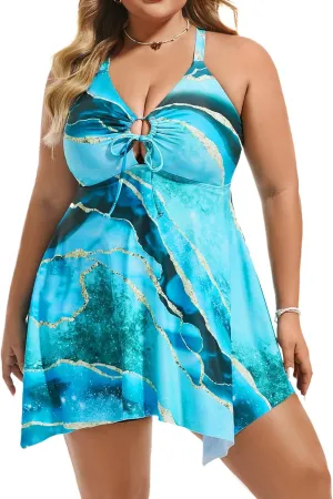 Hanna Nikole Women Plus Size One Piece Swimsuit Cut Out Adjustable Bathing Suit Tummy Control Swim Dress Swimwear with Shorts