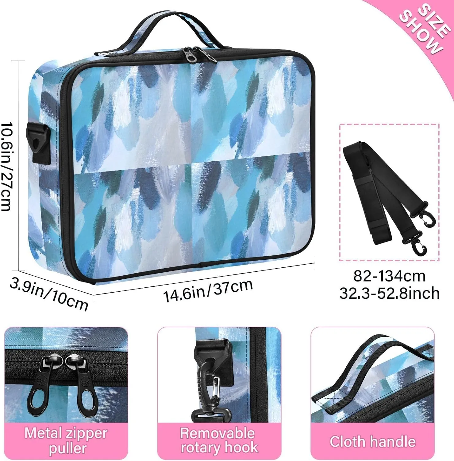 Hard Shell Travel Bag for Women Large Makeup Toiletry Organizer
