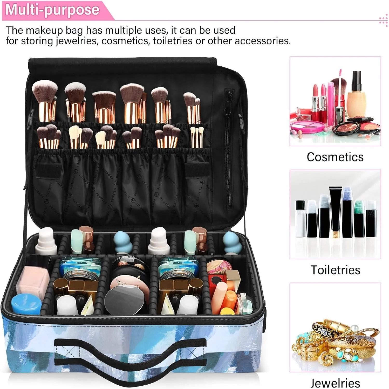 Hard Shell Travel Bag for Women Large Makeup Toiletry Organizer