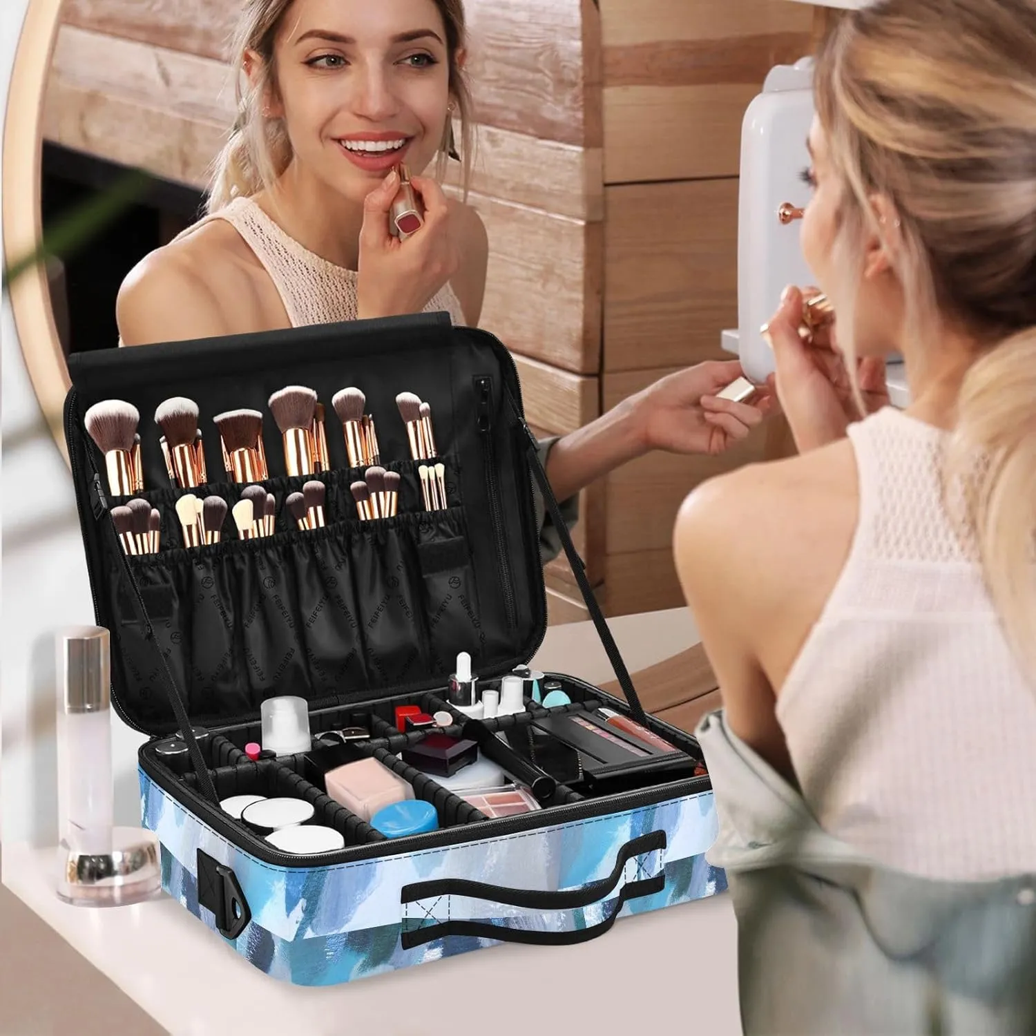 Hard Shell Travel Bag for Women Large Makeup Toiletry Organizer