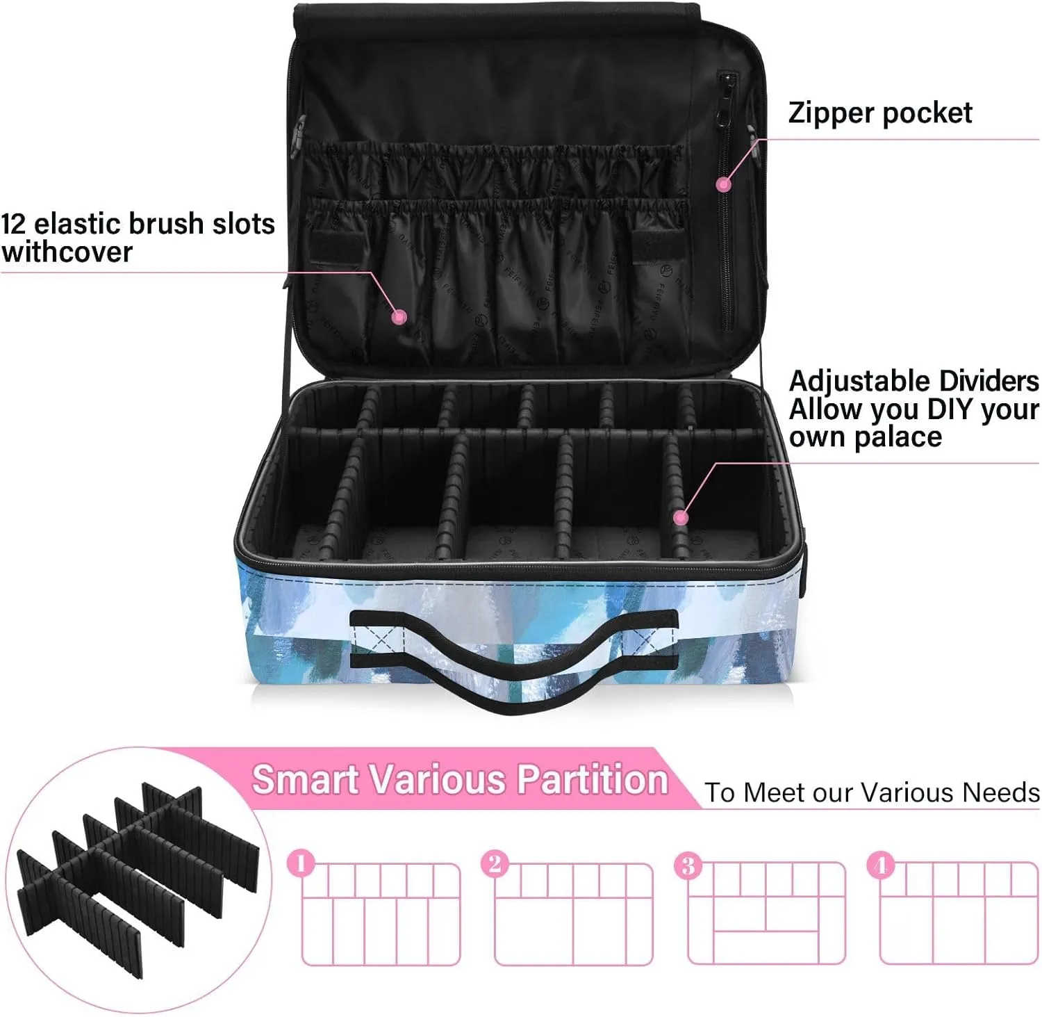 Hard Shell Travel Bag for Women Large Makeup Toiletry Organizer