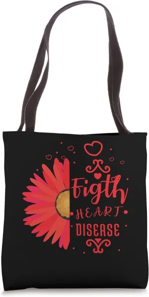 Heart Disease Awareness Red Ribbon Heart Attack Survivor Tote Bag