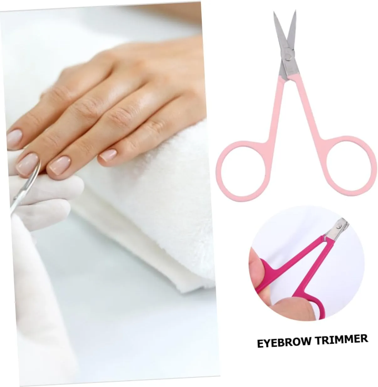 Hemoton 2pcs Portable Stainless Steel Eyebrow Scissors and Trimmers Ergonomic Beauty Tool for Eyebrow Beard and Eyelash Grooming to Use for Personal Care