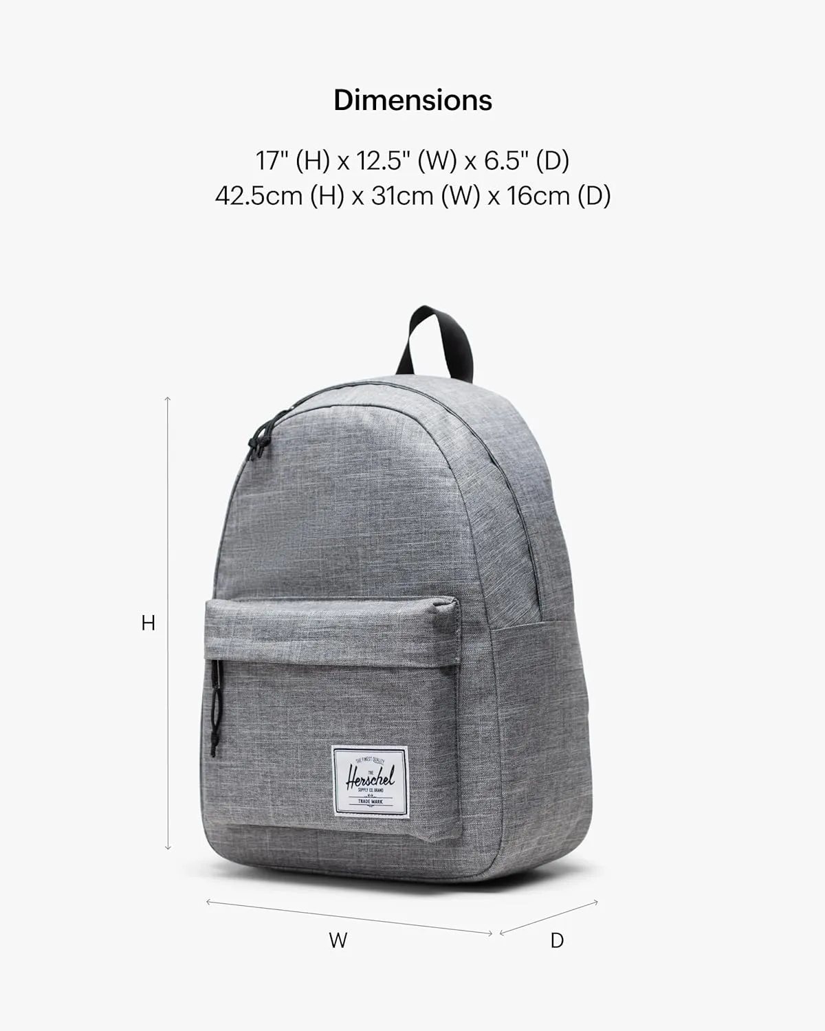 Herschel Supply Co. Classic Backpack, Raven Crosshatch (New), Standard-26L