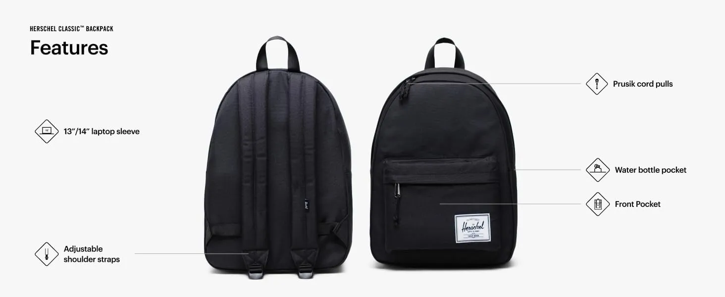 Herschel Supply Co. Classic Backpack, Raven Crosshatch (New), Standard-26L