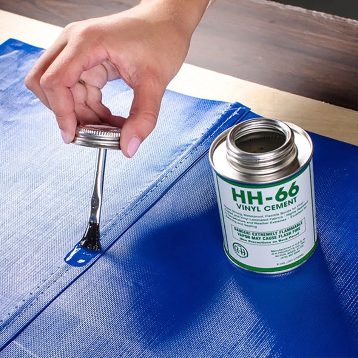 HH-66 Vinyl Repair Kit | Inflatable Bounce House Repair Kit | Includes 4 Ounce Adhesive and Vinyl Roll | for Flexible, Waterproof Repairs of Tears, Punctures, and Holes