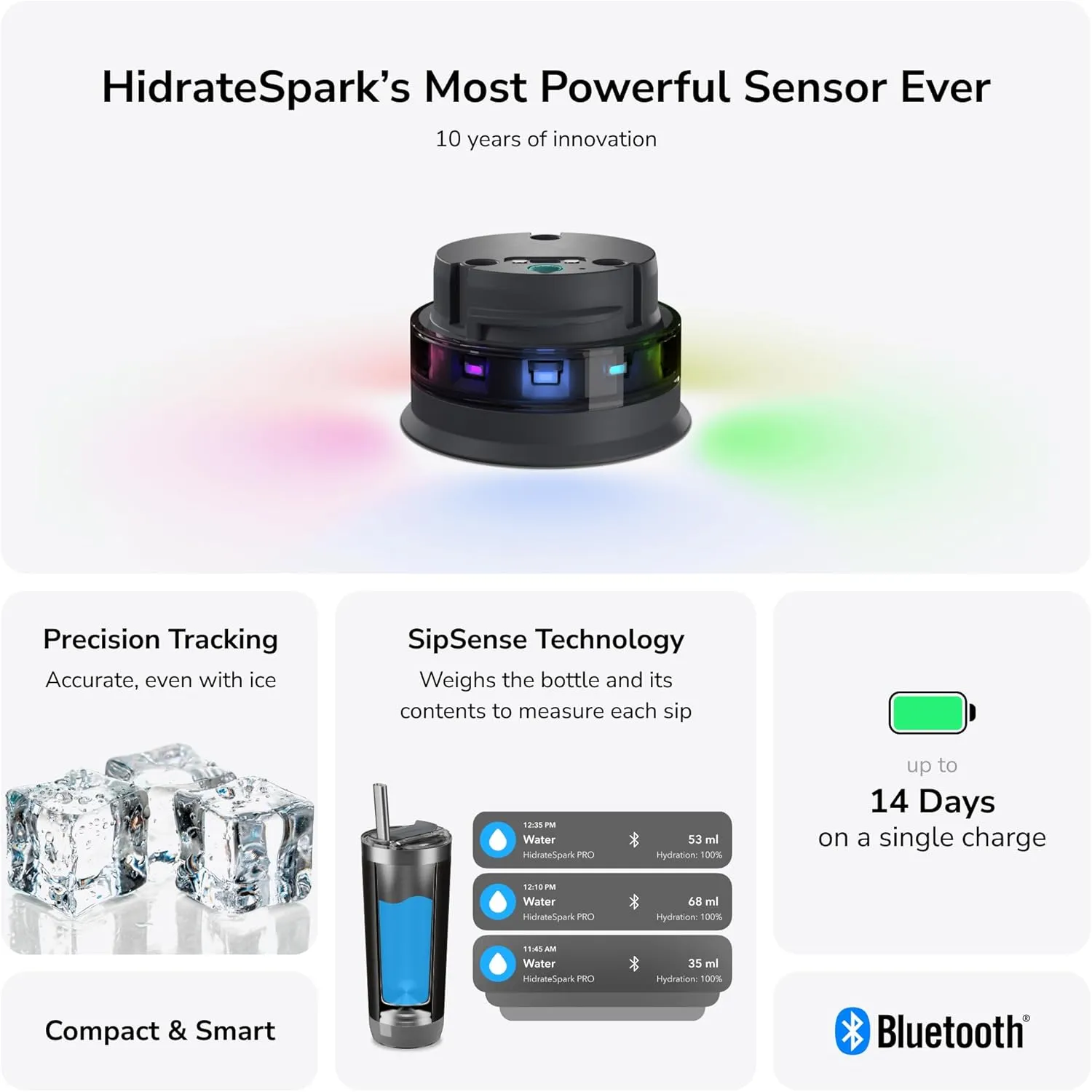 Hidrate Spark PRO Smart Tumbler with Lid & Straw – Insulated Stainless Steel – Tracks Water Intake with Bluetooth, LED Glow Reminder When You Need to Drink – 20oz, Brushed