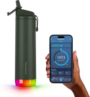 Hidrate Spark PRO Smart Water Bottle – Insulated Stainless Steel – Tracks Water Intake with Bluetooth, LED Glow Reminder When You Need to Drink – Straw Lid, 21 oz