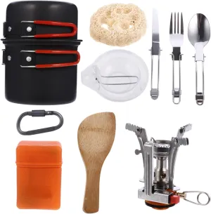 High-Temperature Resistance Portable Cooking Set Aluminum Pot Bowl Hiking Kettle Mini Tea Pot Outdoor Cooking Kit