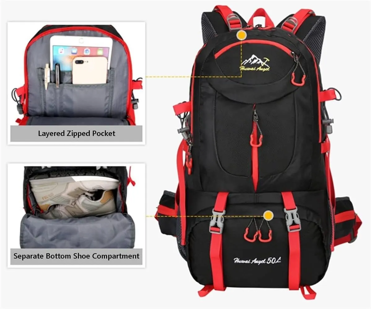 Hiking Backpack 50L Climbing Camping Backpack Large Rucksack for Trekking Travel Outdoor Sport(Black)