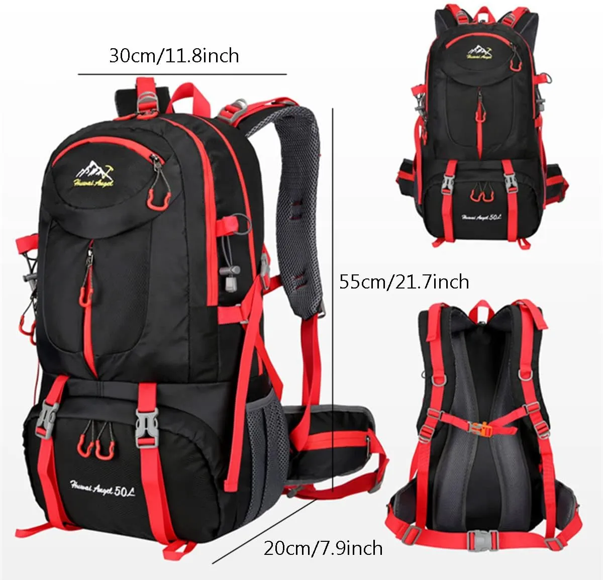 Hiking Backpack 50L Climbing Camping Backpack Large Rucksack for Trekking Travel Outdoor Sport(Black)