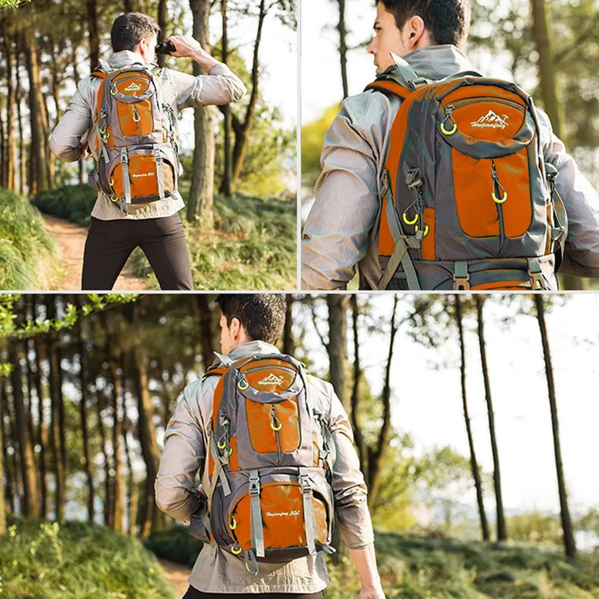 Hiking Backpack 50L Climbing Camping Backpack Large Rucksack for Trekking Travel Outdoor Sport(Orange)