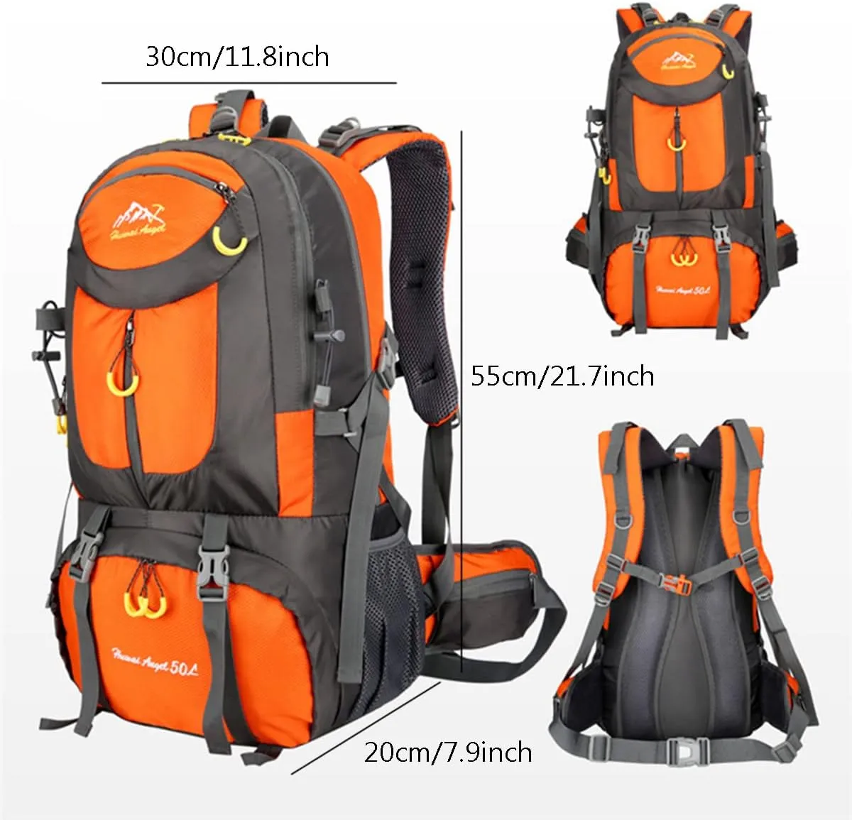Hiking Backpack 50L Climbing Camping Backpack Large Rucksack for Trekking Travel Outdoor Sport(Orange)