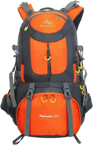 Hiking Backpack 50L Climbing Camping Backpack Large Rucksack for Trekking Travel Outdoor Sport(Orange)