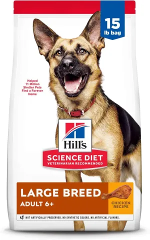 Hill's Science Diet Large Breed, Senior Adult 6 , Large Breed Senior Premium Nutrition, Dry Dog Food, Chicken Recipe, 15 lb Bag