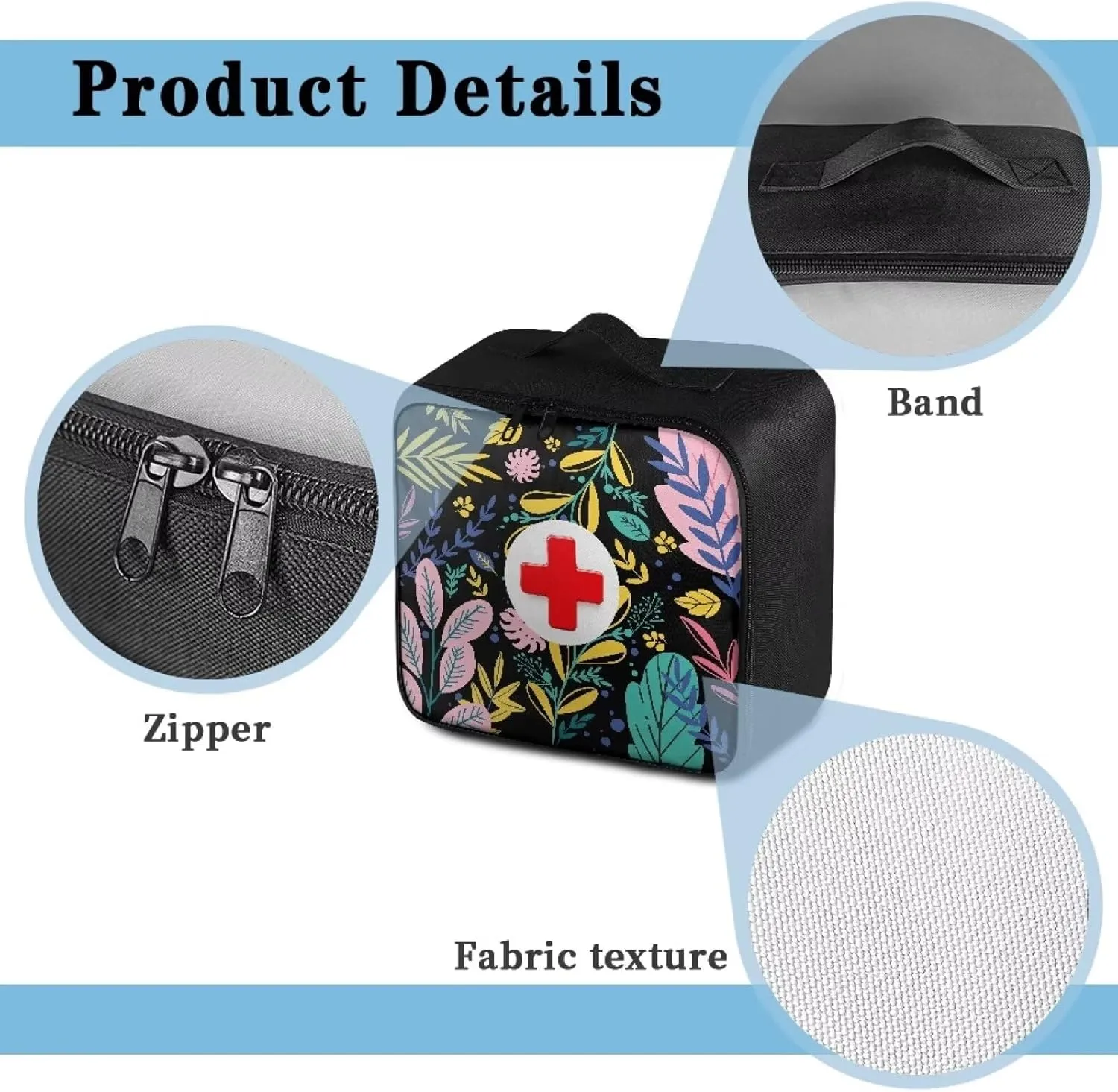 Home-Car-Dorm-First Aid Kit-Travel Essentials-Empty Bag,Medical Storage Bag,Medicine Organizer,Ideal for Hiking-Camping-Hunting, Emergency Survival (Bag Only)