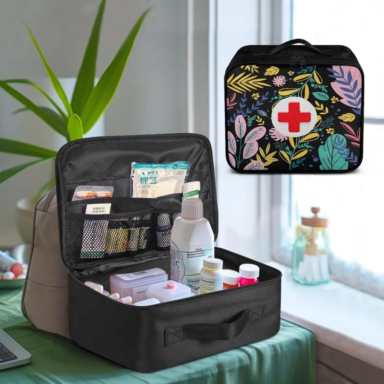 Home-Car-Dorm-First Aid Kit-Travel Essentials-Empty Bag,Medical Storage Bag,Medicine Organizer,Ideal for Hiking-Camping-Hunting, Emergency Survival (Bag Only)