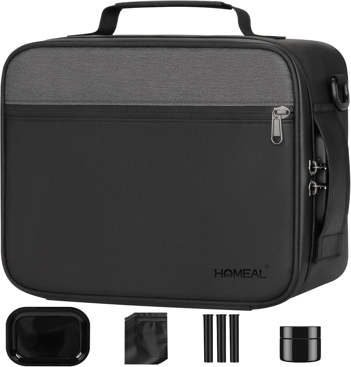HOMEAL Large Smell Proof Stash Bag With Accessories, Containers With Lock, Box Kit, Storage and Travel Gift for Men/Women - Black XX-Large 264