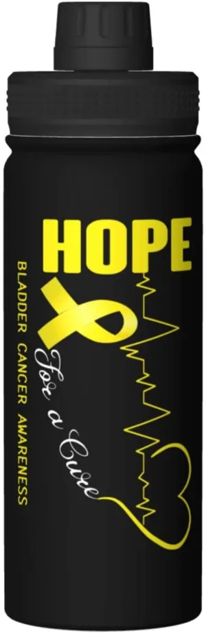 Hope For A Cure Bladder Cancer Awareness Water Bottle 18OZ Stainless Steel Insulated Water Bottles With Spout Lid Sports Keep Cold and Hot Water Bottle For Biking Hiking