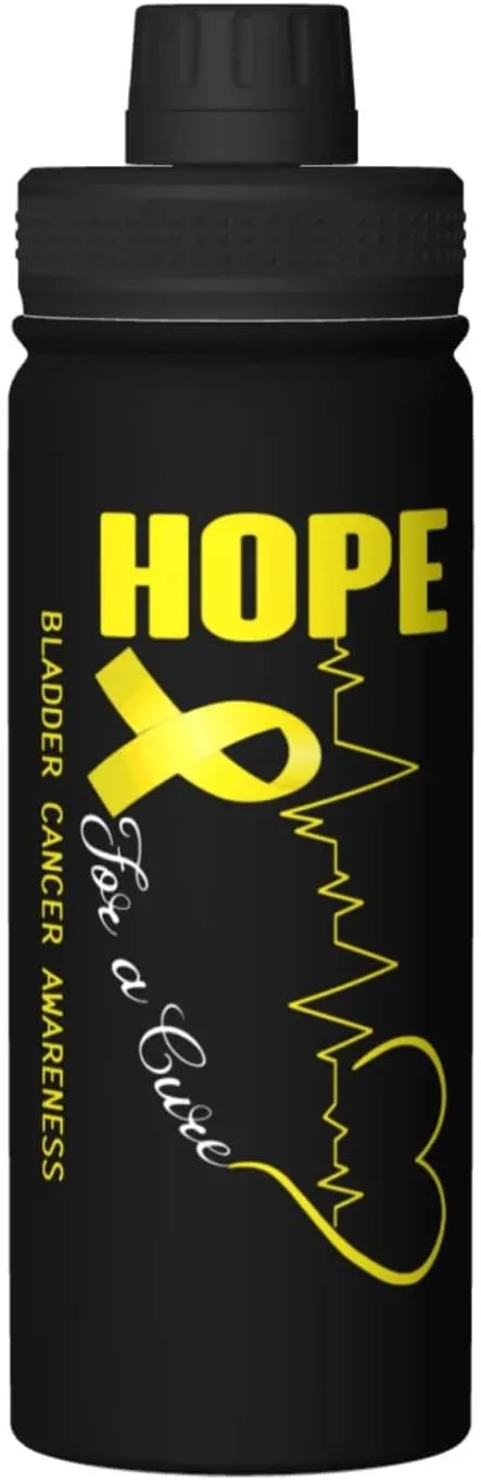 Hope For A Cure Bladder Cancer Awareness Water Bottle 18OZ Stainless Steel Insulated Water Bottles With Spout Lid Sports Keep Cold and Hot Water Bottle For Biking Hiking