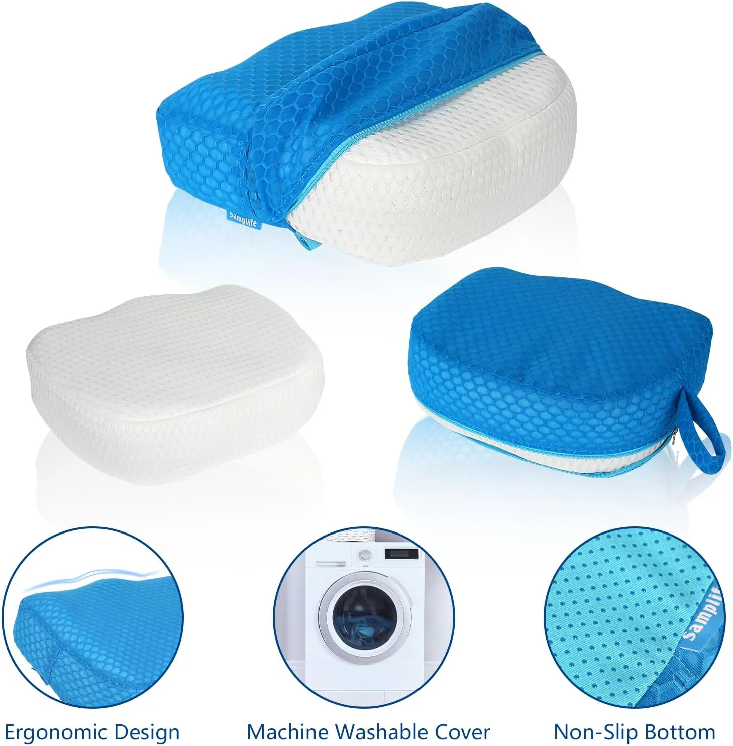 Hot Tub Booster Seat, Weighted SPA Booster Seat Cushion for Adults, 3D Air Mesh Hot Tub Seat Accssories with Non-Slip Micro Dot Bottom,Indoor or Outdoor Quick Dry Hot Tub Pillow (1 Pack-Blue)