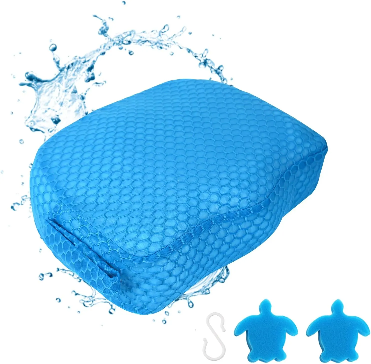 Hot Tub Booster Seat, Weighted SPA Booster Seat Cushion for Adults, 3D Air Mesh Hot Tub Seat Accssories with Non-Slip Micro Dot Bottom,Indoor or Outdoor Quick Dry Hot Tub Pillow (1 Pack-Blue)