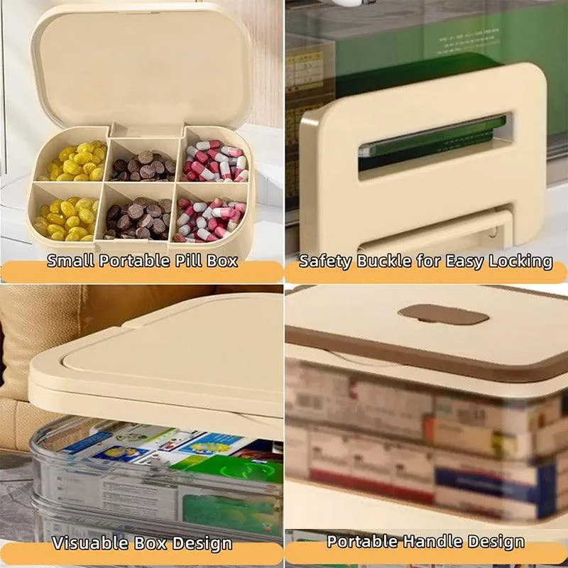 Household Medicine Box 3 Layer Plastic Portable First Aid Storage Organizer Case