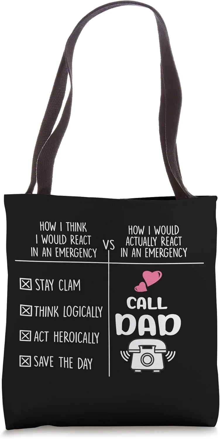 How I Would Actually React In An Emergency Funny Father Day Tote Bag