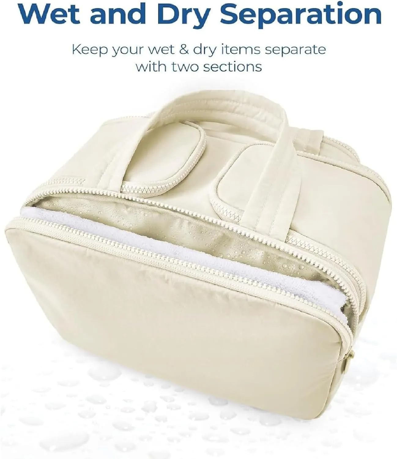 Humidity Travel Cosmetic Bag,Humidityt Large Capacity Wide-Open Travel Cosmetic Bag,0.6lb Lightweight Large Wide-open Bag With Handle for Journey,Toiletries,Essentials (White)