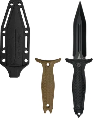Hunting Tactical Survival Knife 9" Full Tang Fixed Blade Knives Camping Gear w/Extra Set of FRN Handle Scales, MOLLE Clip Horizontal & Vertical Carry - TKF303