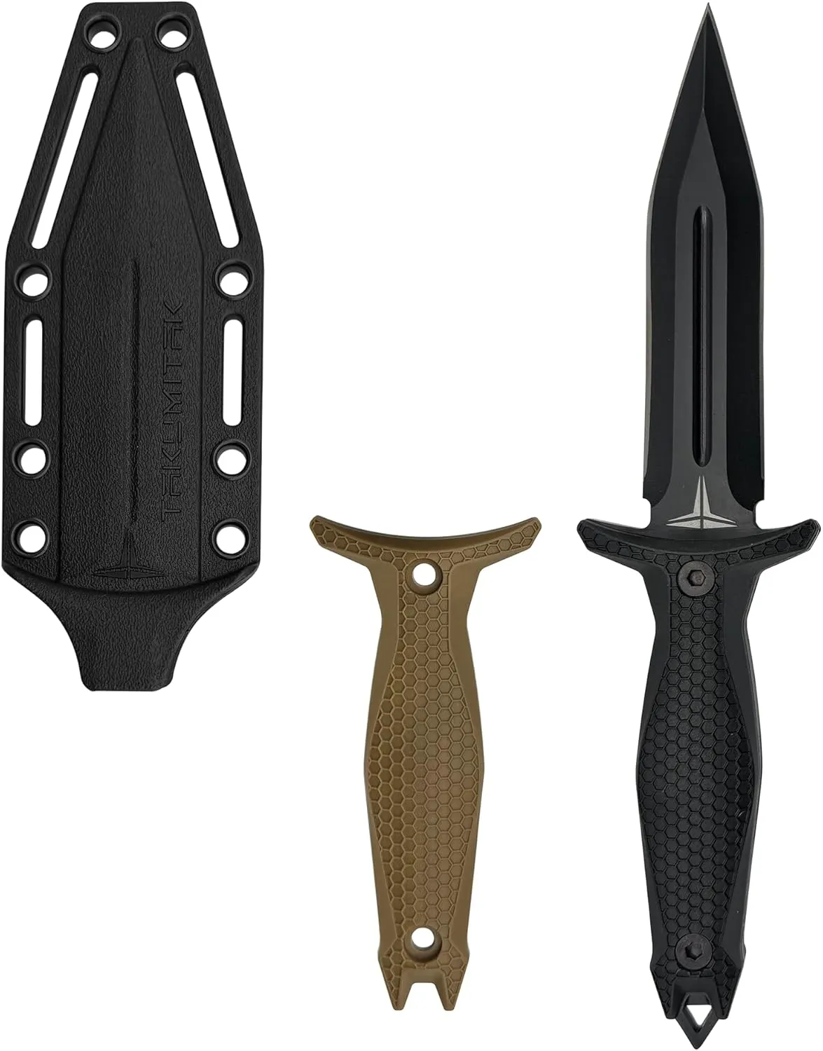 Hunting Tactical Survival Knife 9" Full Tang Fixed Blade Knives Camping Gear w/Extra Set of FRN Handle Scales, MOLLE Clip Horizontal & Vertical Carry - TKF303