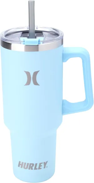 Hurley Tumbler Thermos - 40oz Double Wall Vacuum Insulated Travel Mug with Handle - BPA Free Stainless Steel Water Bottle - Leak Proof Hot and Cold Coffee Car Cup, Size 40 Ounces