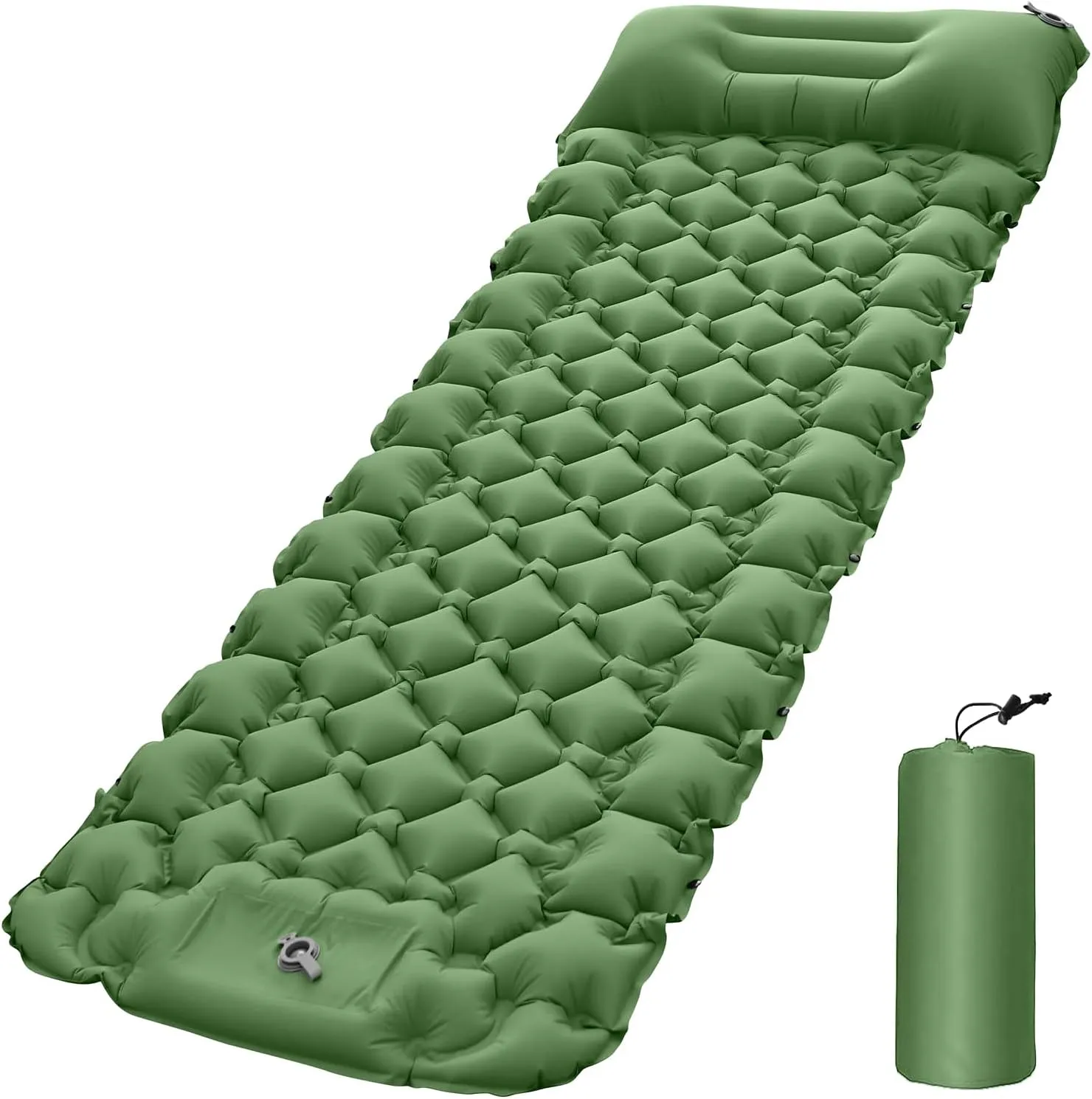 HURRISE Camping Mat, Lightweight Air Mattress with Pillow, Portable Sleeping Pad for Outdoor Activities, Suitable for Hiking, Fishing, Mountaineering, Nylon TPU Material, Green (Green)