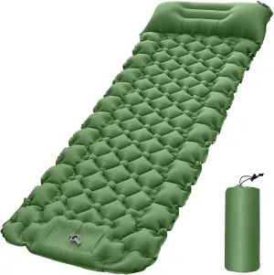 HURRISE Camping Mat, Lightweight Air Mattress with Pillow, Portable Sleeping Pad for Outdoor Activities, Suitable for Hiking, Fishing, Mountaineering, Nylon TPU Material, Green (Green)