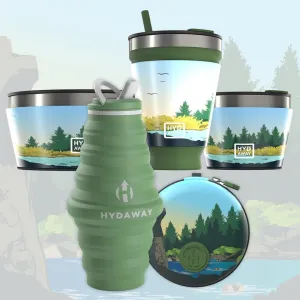 HYDAWAY Ultimate Outdoor Explorer Kit - Collapsible 25oz Water Bottle, 16oz Insulated Tumbler, 1-Quart and 1.5-Cup Insulated Bowls, and Protective Case - Reusable, BPA-Free Camping and Travel Set