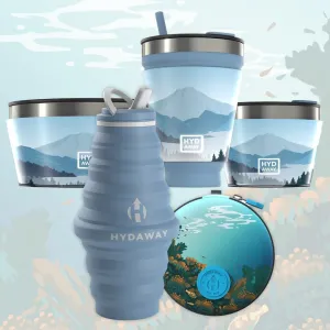 HYDAWAY Ultimate Outdoor Explorer Kit - Collapsible 25oz Water Bottle, 16oz Insulated Tumbler, 1-Quart and 1.5-Cup Insulated Bowls, and Protective Case - Reusable, BPA-Free Camping and Travel Set
